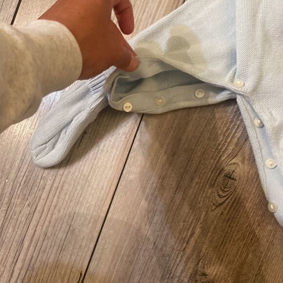 Tommy Hilfiger New Without Tags Knitted Light Blue One Piece Romper Size 6-9 Mos - Picture 8 of 10